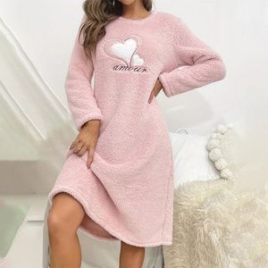 Winter Nachthemd voor Vrouwen - Warme Flanellen Nachtjurk met Lange Mouwen Pyjama Nachtkleding voor Thuis, Maat S, Zachte en Comfortabele Nachtmode