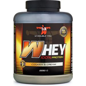 M Double You - 100% Whey Protein (Cookies/Cream - 2250 gram) - Eiwitshake - Eiwitpoeder - Eiwitten - Proteine poeder - 90 shakes