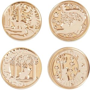 Wax Seal Stempel Set - 4 Stuks Kat Wax Seal Stempel Hoofden - Kat Sealing Wax Stempel - 25 mm Verwijderbare Messing Hoofd Afdichting Stempel - Voor Bruiloft Uitnodiging - Valentijnsdag Enveloppen Kaarten Gift