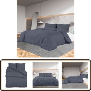 vidaXL Dekbedovertrekset - 200x220 cm - Antraciet Dekbedovertrek - Microvezel - Antraciet - Tweepersoons - Bedding