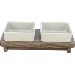 Trixie - dubbele hondenvoerbak citystyle - keramiek - grijs/bruin 2 x 400 ml - mooi ogend - makkelijk te onderhouden