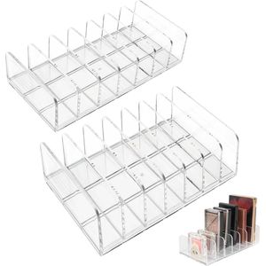 Transparante make-up organizer voor cosmetica - 2 stuks vakken voor oogschaduw, lippenstiften, en nagellak opbergdozen nagellak opbergen