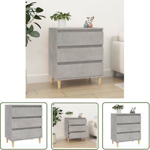 The Living Store Dressoir 60x35x70 cm bewerkt hout betongrijs - Dressoir - Commode - Meubels - Interieurdecoratie - Woonkamer