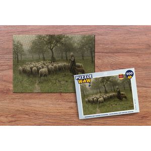 Puzzel Herderin met kudde schapen - Schilderij van Anton Mauve - Legpuzzel - Puzzel 500 stukjes