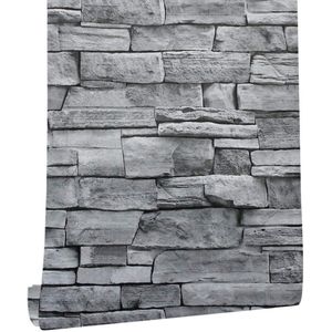 Zelfklevend behang - vintage bakstenen - 1 stuk - donkergrijs - 45 x 300 cm