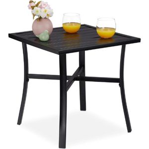 Tuintafel Vierkant - Voor Tuin Balkon En Terras - Voor 4 Personen - Staal - 46x46 cm - Zwart