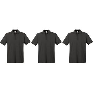 3-Pack maat 2XL donkergrijs polo shirt premium van katoen voor heren - Polo t-shirts voor heren