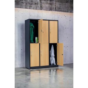 Furni24 Garderobekast, locker, commodekast, kledingkast, vakbreedte 40 cm, 6 deuren