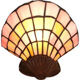 LumiLamp Tiffany Tafellamp Schelp 25x20 cm Roze Beige Glas Tiffany Bureaulamp