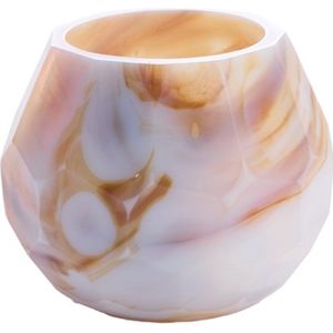 Theelicht Ø10x9 cm ELIZA glas wit-geel