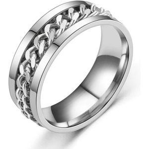 Fidget Ring Zilver - Zilver (Maat 65 - 20 mm - 20.7 mm) - Anxiety Ring - Angst Ring - Stress Ring Heren / Dames - Spinning Ring - Draai Ring - Zilver Roestvrij Staal - Spinner Ring