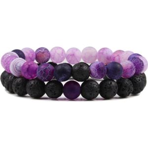 NiSy.nl Couple armband | Koppel Armbanden | Cadeau | 8 mm | Heren en Dames | Black Purple