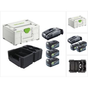 Festool Energy Set 3x BP 18 Li 5.0 ASI EU accupack 18 V 5.0 Ah ( 3x 577660 ) + SCA 16 snellader 10,8 V - 18 V ( 576953 ) + Systainer