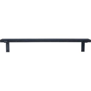 GoudmetHout - Massief eiken wandplank - 180 x 10 cm - Zwart Eiken - Inclusief industriële plankdragers l-vorm mat zwart - lange boekenplank