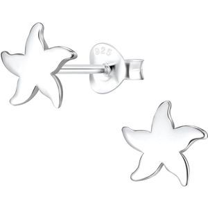 Joy|S - Zilveren ster oorbellen - zeester - 8 mm - egaal