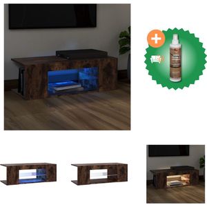 vidaXL Tv-meubel met LED-verlichting 90x39x30 cm gerookt eikenkleurig - Kast - Inclusief Houtreiniger en verfrisser