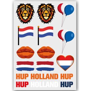 GlittersXL - Temporary Tattoo Nederland / Holland Oranje #3 (A5 formaat) [Neptattoo Tijdelijke tatoeage smink schmink Nep Fake Tattoos - Water overdraagbare festival sticker glitter - Volwassenen Kinderen Jongen Meisje | WK, World Cup, Voetbal]