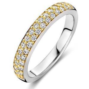 TI SENTO Dames Ring - 925 zilver - Zirkonia met geel verguld - Maat 17.25 mm / maat 54 - 1414ZY