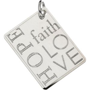 Classics&More hanger - graveerplaatje - zilver - 24 x 18 mm - large - rechthoek - hope faith love