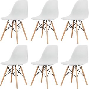 Eetkamerstoelen - Set van 6 kuipstoelen - Wit - Kuipstoel - Eetkamerstoel - Eetkamerstoelen - Kuipstoelen - industri�ële eetkamerstoelen - keuken stoel - keukenstoelen - design stoel - woonkamer stoel -  woonkamer stoelen