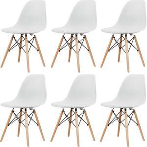 Eetkamerstoelen - Set van 6 kuipstoelen - Wit - Kuipstoel - Eetkamerstoel - Eetkamerstoelen - Kuipstoelen - industriële eetkamerstoelen - keuken stoel - keukenstoelen - design stoel - woonkamer stoel -  woonkamer stoelen