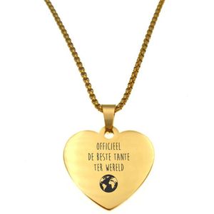 Ketting RVS - Hart - Goud - Officieel De Beste Tante Ter Wereld