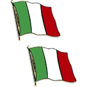 2x stuks pin broche speldje vlag Italie 2 cm