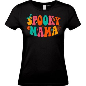 Dames T-shirt Spooky Mama | Halloween Kostuum Volwassenen | Halloween | Foute Party | Zwart dames | maat S