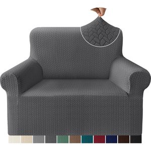 Premium Fashion Jacquard Armchair Cover, High Stretch, Skin-Friendly Chair Cover for Living Room, Non-Slip Chair Protector for Children and Pets (1-Seater, Grey