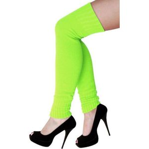 Dames knie-over beenwarmers fluo groen