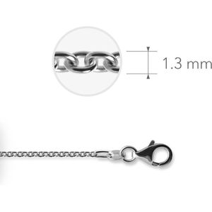 Jewels Inc. - Anker Ketting met Karabijnsluiting - 1.3mm Dik - Lengte 60cm - Gerhodineerd Zilver 925