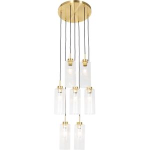 QAZQA laura - Art Deco Hanglamp - 7 lichts - Ø 50 cm - Goud - Woonkamer | Slaapkamer | Keuken