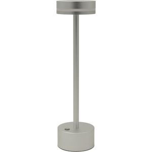 Luxus Tafellamp Touch - Yvette - Zilver - H21 x Ø9 - Tafellamp - Terraslamp - Bureaulamp - LED - Oplaadbaar - Dimbaar - Draadloos - Industrieel en modern - Op batterijen - Nachtlamp voor de slaapkamer - Tafellamp voor binnen en buiten