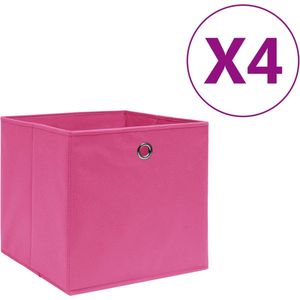 The Living Store Opbergboxen 4 st 28x28x28 cm nonwoven stof roze - Opberger