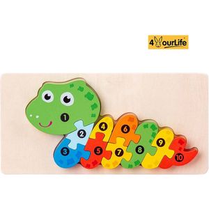 Houten Blokpuzzel - Slang - Montessori Speelgoed - Vroege educatieve ontwikkeling - 3D puzzel - Peuter - Kinderen - 3 Jaar - Gift - Cadeau