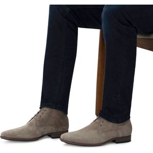 Manfield - Heren - Taupe suède veterschoenen - Maat 40