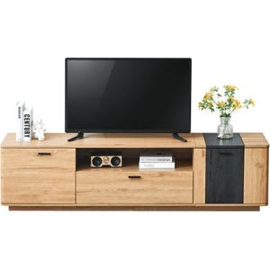 Ruim tv-meubel - 1,8 m voor 80"" tv, MDF, houtnerf, tv-meubel met afgeronde hoeken, slimme opbergruimte