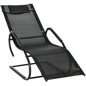 Gran VidaÂ® - Relax Ligstoel - Comfortabel & Duurzaam - Voor Binnen & Buiten - Inclusief Kussen - 160 kg Belastbaar - Zwart