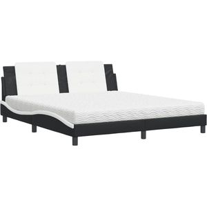 vidaXL - Bed - met - matras - kunstleer - zwart - en - wit - 180x200 - cm