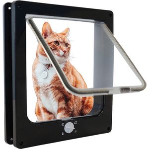 IVOL Kattenluik met Tunnel 19 x 22 x 5,5 cm - Zwart - 4 vergrendelingsstanden