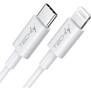 TECHly iPad/iPad Pro/iPhone/iPod Laadkabel [1x USB-C stekker - 1x Apple dock-stekker Lightning] 1.00 m Wit