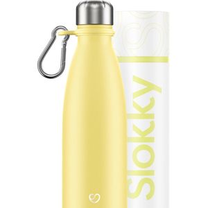 Slokky - Pastel Yellow Thermosfles & Karabijnhaak - 500ml