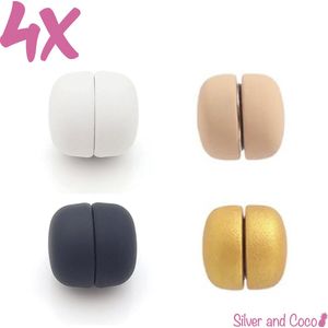 SilverAndCoco® - Hijab Magneten | Magneet voor Hoofddoek - Wit / Nude - Beige / Zwart / Mat Goud (4 stuks) + opberg tasje