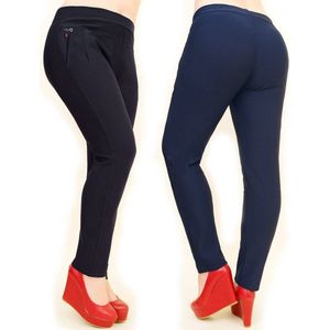 Broek/Pantalon- Comfortabele en elegante damesbroeken in grote maten- Versieringen bij de zakken- Hoge taille klassieke en afslanklijn 3108- Zwart- Maat 5XL