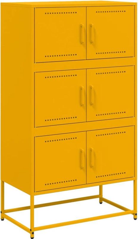 vidaXL - Dressoir - 68,5x38,5x123,5 - cm - staal - mosterdgeel