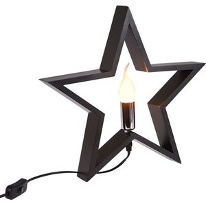 Tafellamp Houten Zwart Ster 34,5 cm - Bureaulamp - Nachtlamp - Binnen - Lamp - Verlichting