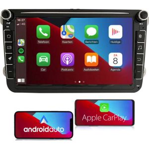 Car Essentials - Apple CarPlay & Android Auto - Inbouwscherm 8 inch - Volkswagen, Seat & Skoda - Autoradio 2Din - Ingebouwde WiFi & Bluetooth - Inclusief Achteruitrijcamera