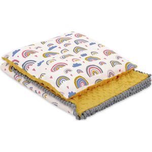 Set: Dubbelzijdige deken minky + kussen-regenboog