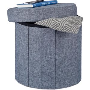 Gepolsterde donkergrijze zitkruk met opslagruimte - 38x38x38 cm - opbergpoef met opslag
