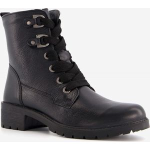 Hush Puppies leren veterboots met brede veters - Zwart - Uitneembare zool - Maat 41